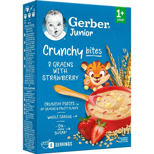 Дитяча каша суха швидкорозчинна Gerber Мультизлакова з хрусткими пластівцями та шматочками полуниці від 1 року 200 г - фото 3