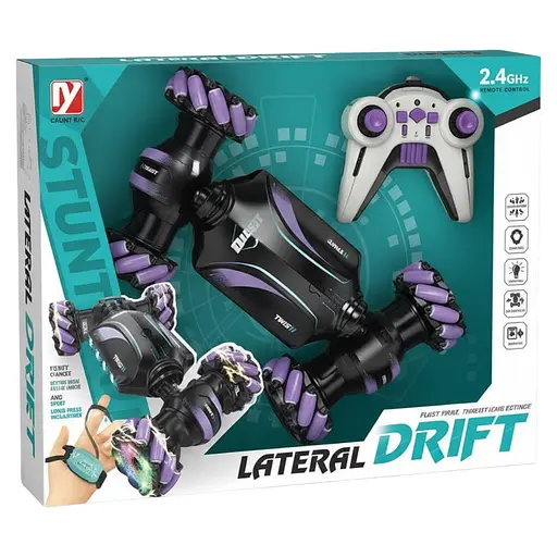 Радіокерована дрифт-машина A 8863-171-01, пульт + браслет, роликові колеса, зміна корпусу, підсвітка, музика, Синя - фото 2