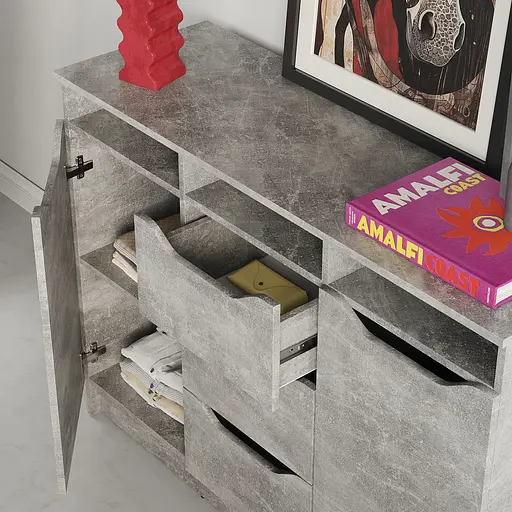 Комод в гостиную MebelStar 1200 Лилу 121x40x89 см Бетон (MBS-1332) - фото 3