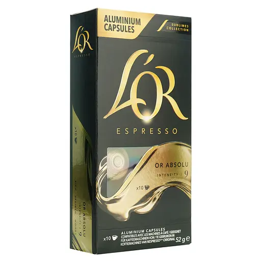 Кава мелена в капсулах Nespresso L'OR Espresso Or Absolu Intensity #9, 10 шт. 52 г
