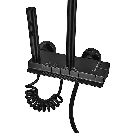 Душева система Champion PBD-009-J з кнопковим перемикачем із алюмінію Black 4 режими CH6549, Чорний матовий - фото 3