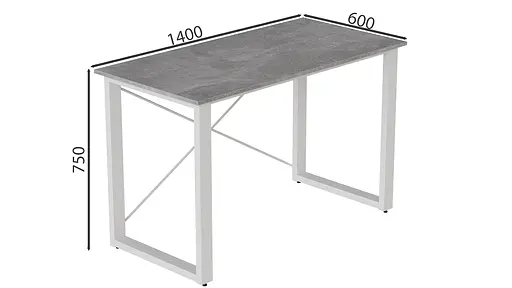 Письмовий стіл Ferrum-decor Драйв 750x1400x600 Білий метал ДСП Бетон 32 мм (FRD-103358) - фото 4