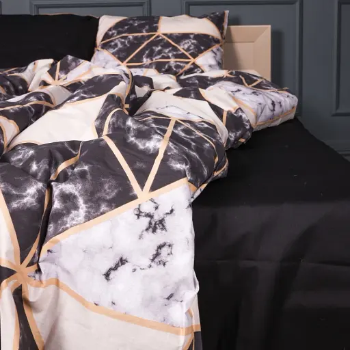 Простыня MirSon Бязь 17-0693 Marbe Black Blocks 220x240 см черная (2200010453690)