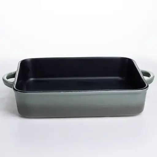 Форма для випікання Yiwu порцелянова з ручками 29.5х23.5х6.5 см посуд для духовки запікання кухонний прямокутний чорний KS-624 - фото 4