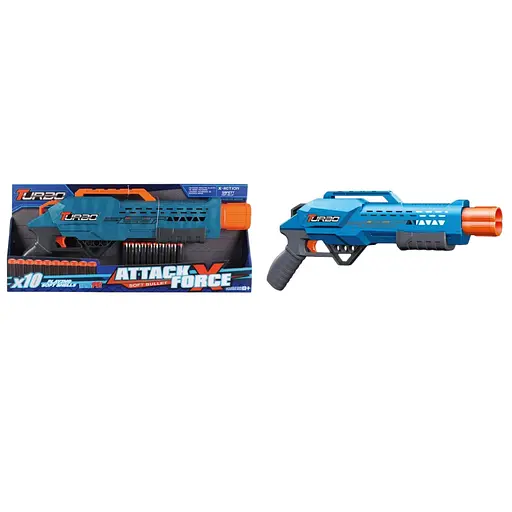 Игрушечное ружье механическое с двойным дулом и мягкими патронами (10 шт.)(47 х 21см) - фото 1