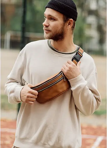 Поясна сумка бананка шкіряна Sambag Tirso BTSm натуральна руда шкіра 30.5 х 14 см (81333121wm) - фото 1