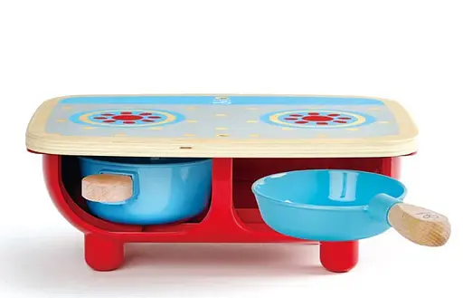 Детская плита с посудой Hape E3170 Игровой набор для девочек и мальчиков - фото 3