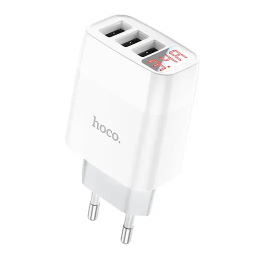 Зарядное устройство Hoco Easy charge digital display charger C93A 3USB сам блок - фото 4