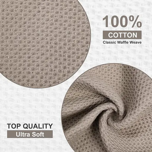 Набір кухонних рушників зі 100% бавовни - Вафельні серветки для кухні 34*34 см 6 шт Кава - фото 2