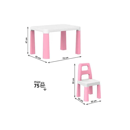 Дитячий стіл із двома стільцями 0457TXK рожевий - фото 2