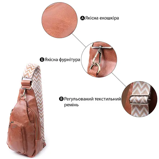 Женская сумка Vintage из экокожи с акцентом на текстильном ремне 18х33х10 см sum0026946 - фото 4