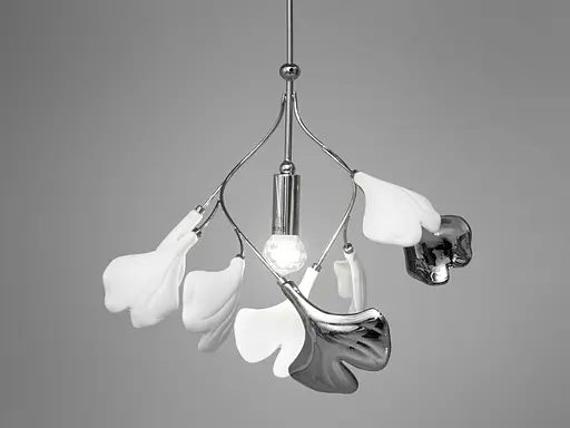 Дизайнерська люстра з керамічними елементами на 1 лампу, хром - фото 3