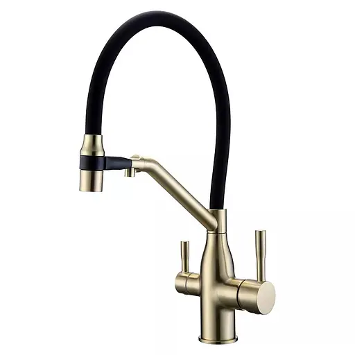Змішувач для кухні Frap під фільтр з гнучким виливом F4397-3 Бронза - фото 1