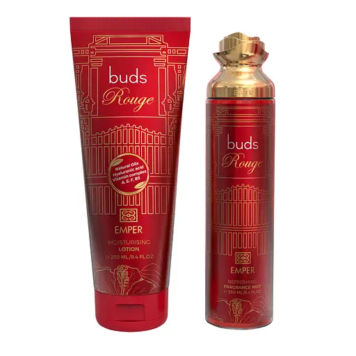 Подарочный парфюмированный набор женский Emper Buds Rouge body mist 250 мл + лосьон для тела 250 мл (MM36016)