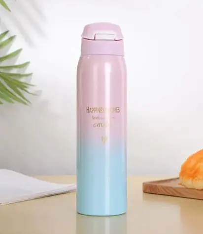 Термос "Happiness Comes" розово-голубой градиент нержавеющая сталь 500 мл - фото 3