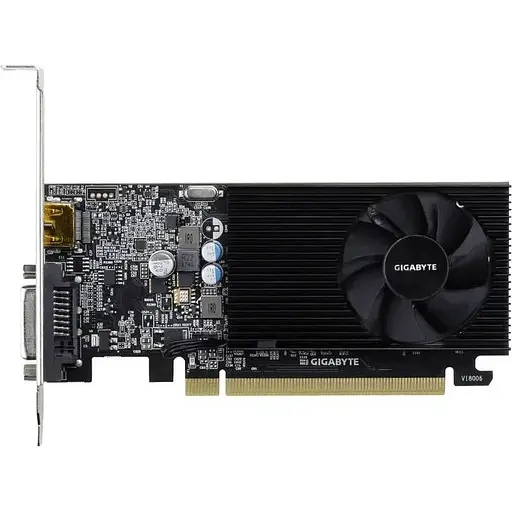 Відеокарта GeForce GT1030, Gigabyte, 2Gb GDDR4, 64-bit, DVI/HDMI, 1417/2100 MHz, Low Profile (GV-N1030D4-2GL) - фото 1