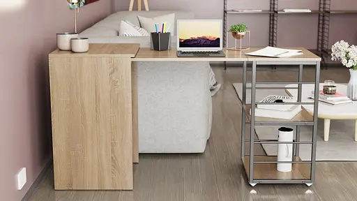 Стіл-тумба трансформер Смарт 2/1 Ferrum-decor 750x1450x500 Чорний метал ДСП Дуб Сонома Трюфель 16 мм (FRD-105099) - фото 4