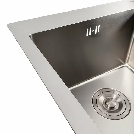 Кухонная мойка 78x48 нержавейка на две чаши Platinum Handmade (круглый сифон, 3.0/0.8), Нержавеющая сталь - фото 4