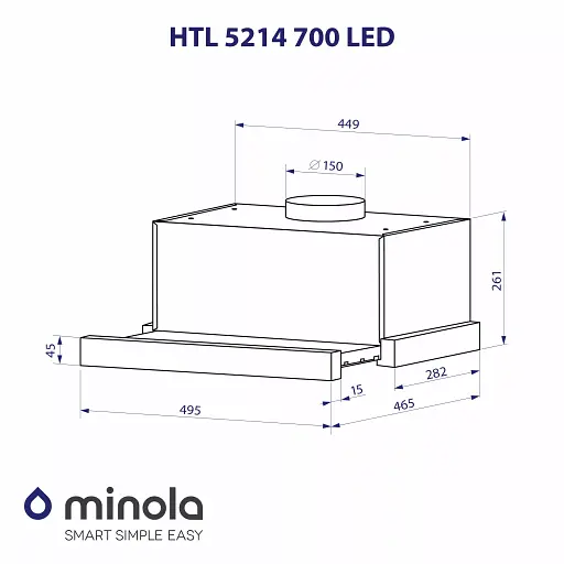 Вытяжка телескопическая Минола HTL 5214 BLF 700 LED - фото 10