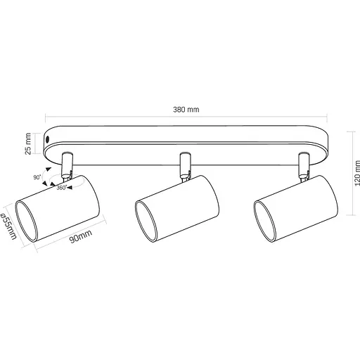 Світильник Videx під лампу 3xGU10 накладний поворотний чорний (VL-SPF05B-WFB) - фото 3
