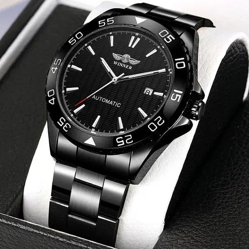 Чоловічий механічний наручний годинник Winner Factor (Чорний) - фото 4