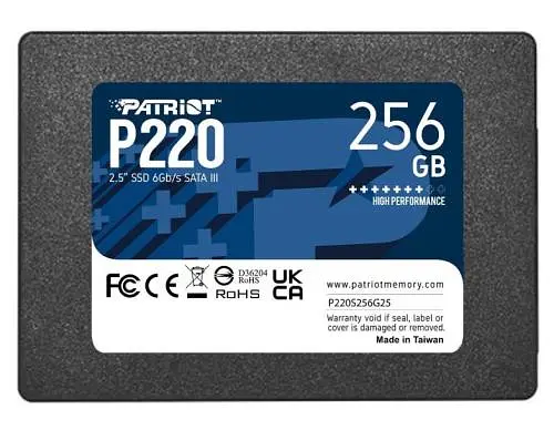 Твердотільний SSD накопичувач 256Gb, Patriot P220, SATA3, 2.5, 3D TLC, 550/490 МБ/с (P220S256G25) - фото 1