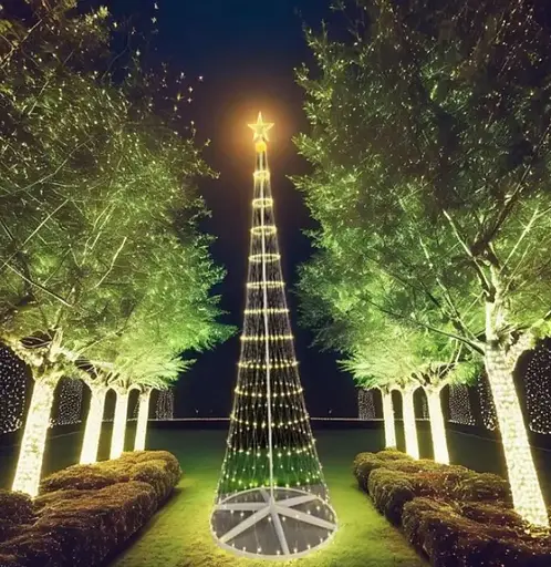 Новорічна конусна ялинка Sun Lamp світлодіодна 480 лампочок теплий білий 8 режимів 250 см - фото 5