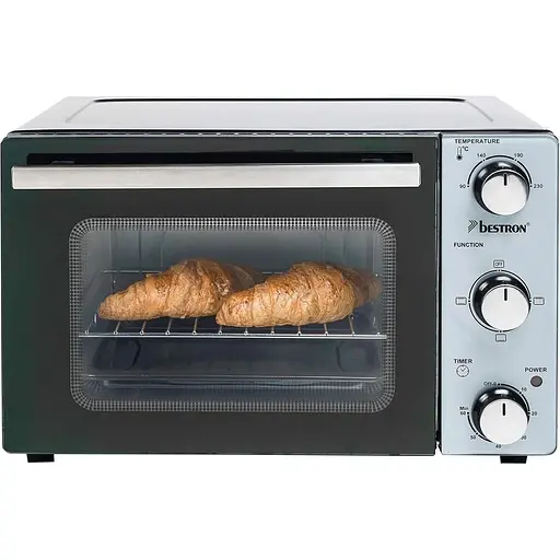 Компактна міні-піч Bestron AOV20 з нагріванням, 20 літрів, 1300 Вт, нержавіюча сталь, чорний - фото 4