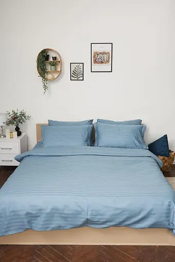 Комплект постельного белья Moon&Star Детский 110x140 см наволочки 2x40x60 см Ultramarine Satin Stripe - фото 1