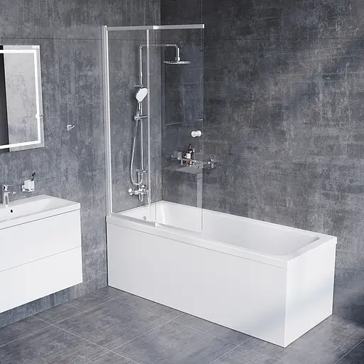 Шторка для ванни Am.Pm Like розсувна 100x150 см хром матовий WU80S-100PS-150MT, Універсальна, прозорий, хром матовий - фото 2