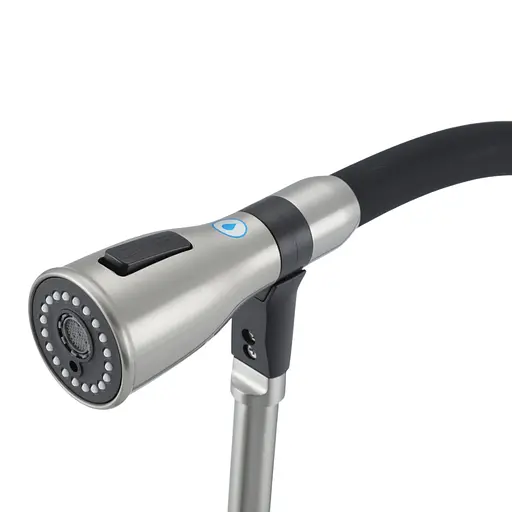 Смеситель для кухни на две воды Gappo G4399-75 гибкий излив нержавеющая сталь сатин/черный Нержавеющая сталь - фото 3