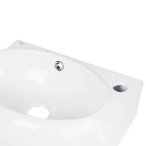 Умивальник Qtap Leo підвісний овальний правий 430x290x140 мм White + донний клапан PU02O, Білий - фото 5
