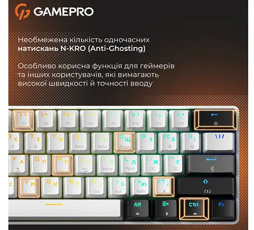 Клавіатура ігрова механічна GamePro GPMK-130BW USB Red Outemu Swithes Hot-Swap Black-White - фото 10