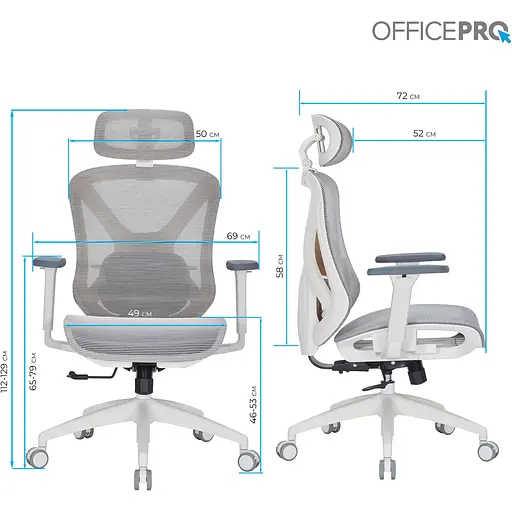 Офисное кресло OfficePro Atlas OC630-W-LG-LG White/Light Gray [148901] - фото 8