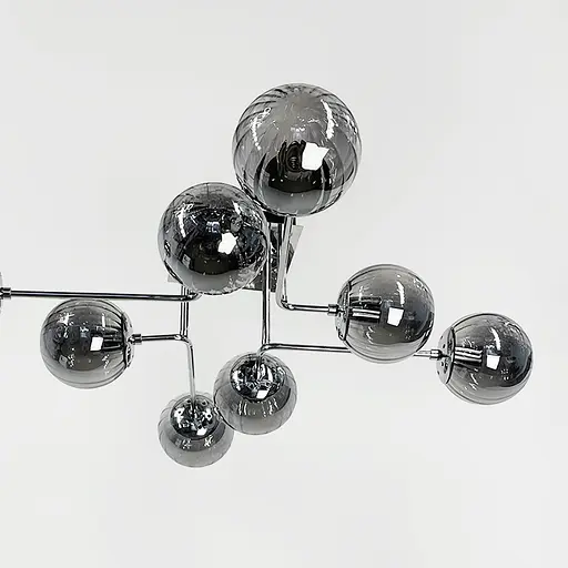 Сучасна стельова люстра в хромі на 8 графітових плафонів Line.F 2693/8 (new) CH+GR - фото 4