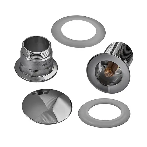 Донный клапан для раковины с переливом Koer PW-03-01 автоматический KR3394, Хром - фото 2