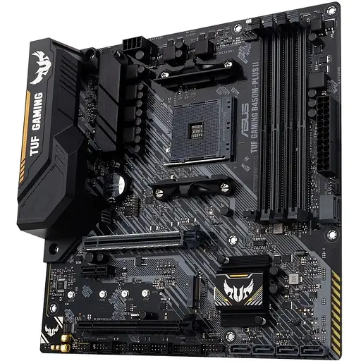 Материнская плата Asus TUF Gaming AM4 (B450) B450M-PLUS II, B450, 4xDDR4, CrossFire, Int.Video(CPU), 6xSATA3, 1xM. 2, 1xPCI-E 16x 3.0, 1xPCI-E 16x 2.0, 1xPCI-E 1x 2.0, ALC887, RTL8111H, 6xUSB3.2/6xUSB2.0, DVI-D/HDMI, mATX - фото 4