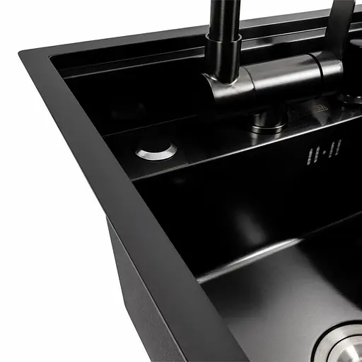 Кухонна мийка CM 40x50 прихована PVD чорна Platinum Handmade, Чорний - фото 8