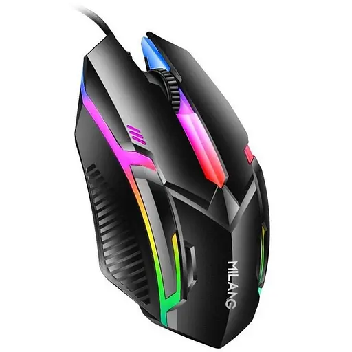 Компьютерная мышь проводная Milang M3 USB с RGB подсветкой. Черная