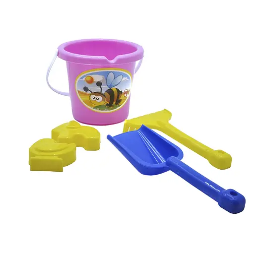 Песочный набор Полька Максимус, ведро, грабли, лопатка, 2 ремешка