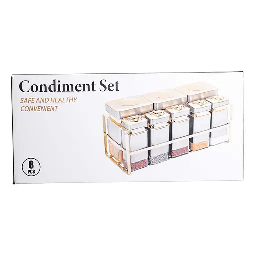 Набір місткостей Yiwu  для зберігання 8 штук по 650/150 мл на металевій підставці HP-1364 - фото 2