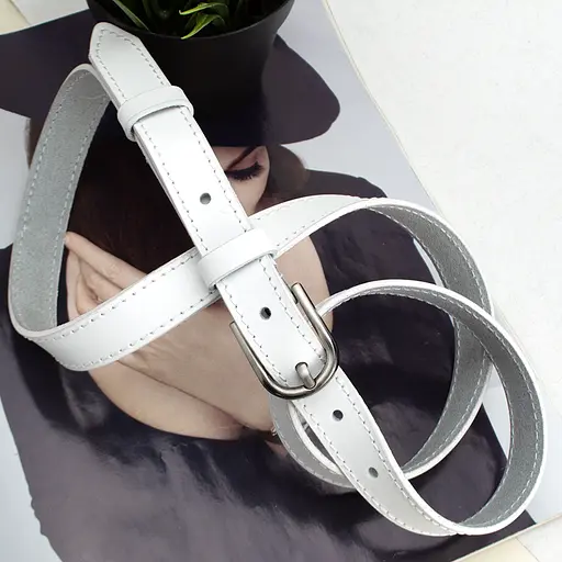 Ремень женский кожаный SF-2006 (130 см) белый узкий - фото 2