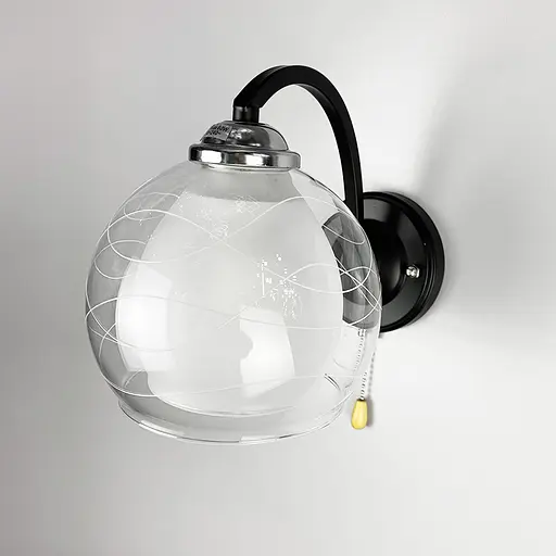 Бра в чорному корпусі на 1 подвійний плафон Line F 51098/1 - фото 2