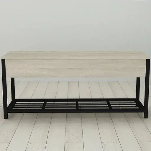 Банкетка с ящиком Ferrum-decor Дрейк 1 550x1000x400 металл Черный ДСП Сонома 16 мм (FRD-103048)