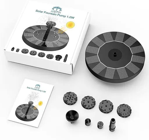 Солнечный насос для фонтана для птичьей ванны AISITIN 1,5 Вт, солнечный фонтанный насос для птичьей ванны с 6 насадками - фото 7