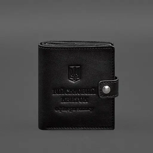 Кожаная обложка-портмоне для военного билета офицера запаса (широкий документ) Черная - фото 9