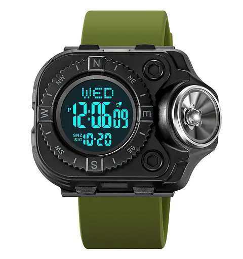 Наручний годинник з ліхтариком Skmei 2187 Army Green Black, 2187AGBK (18444) - фото 3