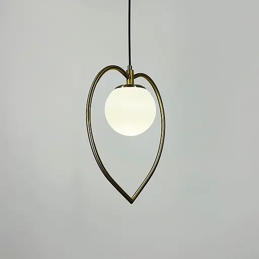 Латунний підвісний світильник-серце з білим плафоном 30х40 см | Line F | Арт. ML009/1 (150) - фото 3