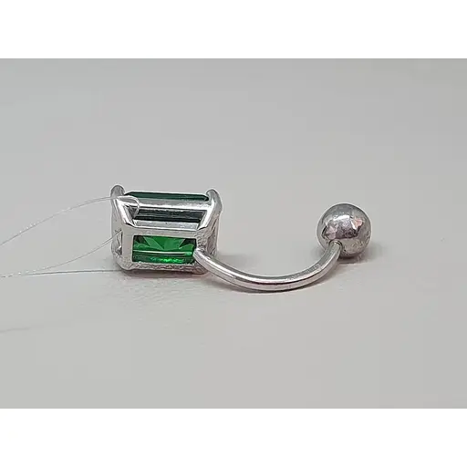 Серебряная серьга для пирсинга пупка с фианитами. 7028.4С - фото 3