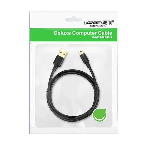 Кабель UGREEN USB 2.0 A Male to Mini 5 Pin Male Cable 1.5m (Black) - фото 2